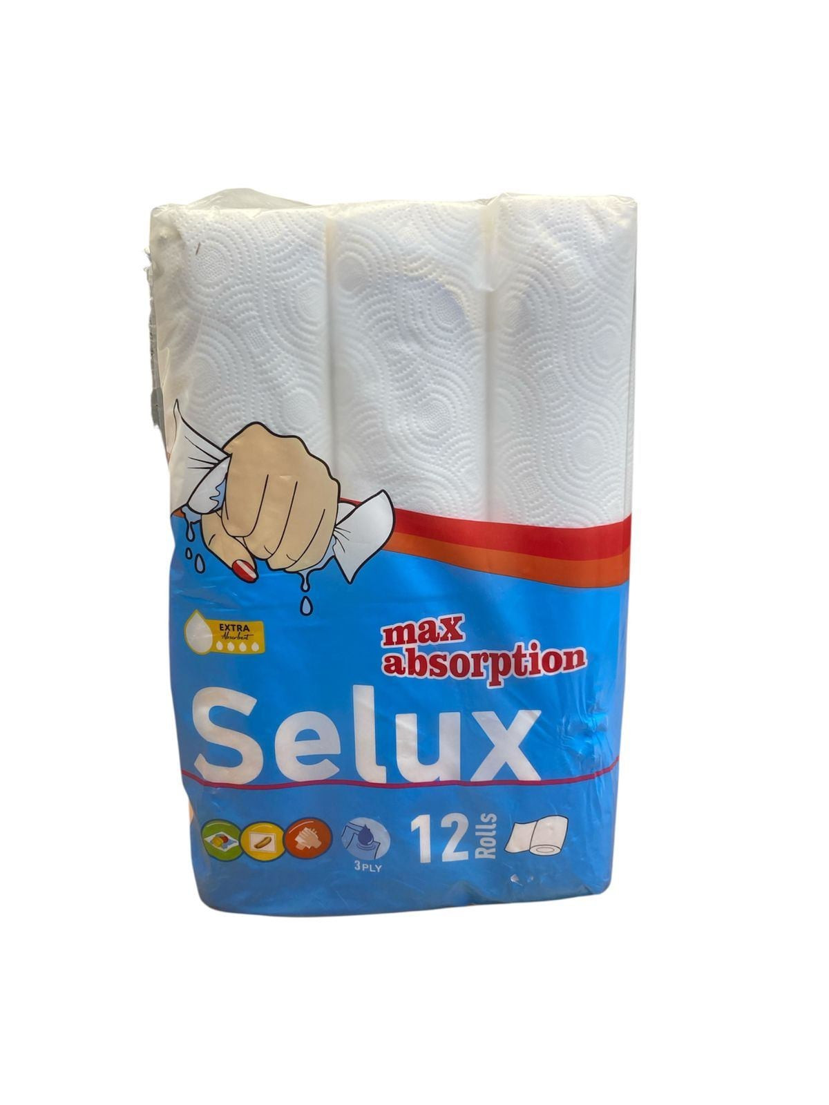 Mətbəx üçün kağız dəsmal Selux, 3 qatlı, 12 rulon