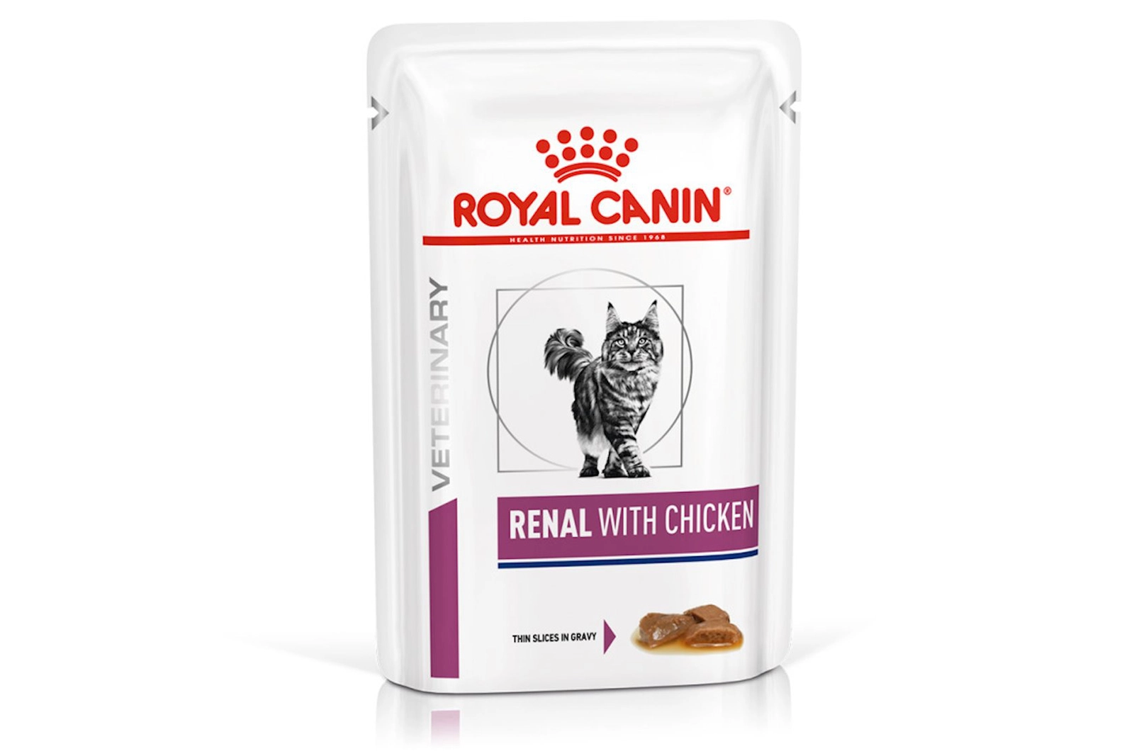 Xroniki böyrək xəstəliyi olan pişiklər üçün nəm yem Royal Canin Renal toyuq sousu ilə 85 q