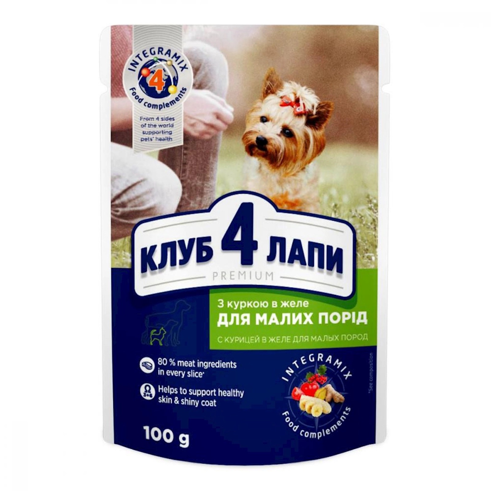 Nəm yem Club 4 Paws yetkin itləri üçün, toyuq ilə, 100 q