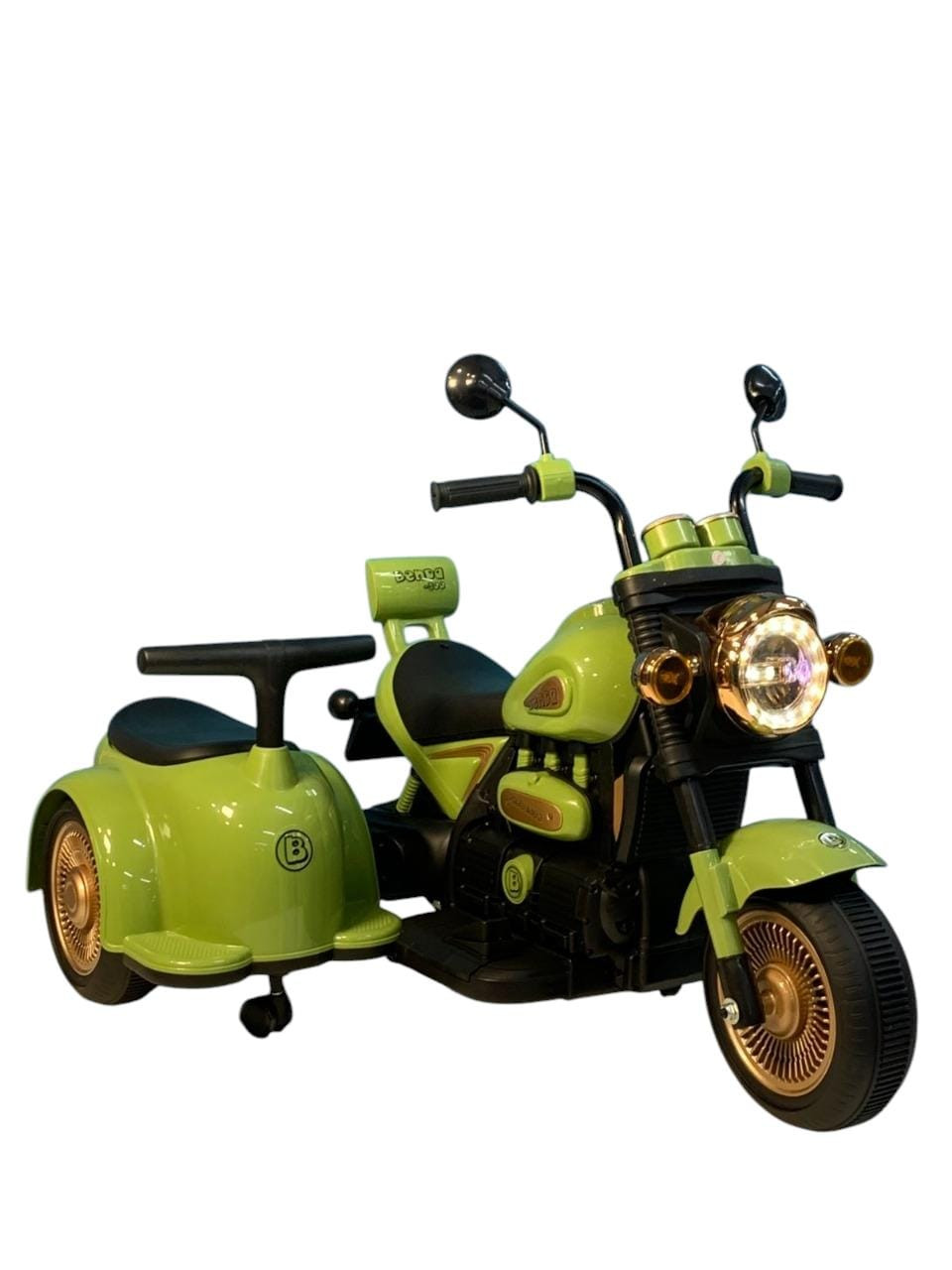 Uşaqlar üçün elektrikli motosikle AZR608, 2 nəfərlik, 2x2 motor, yaşıl