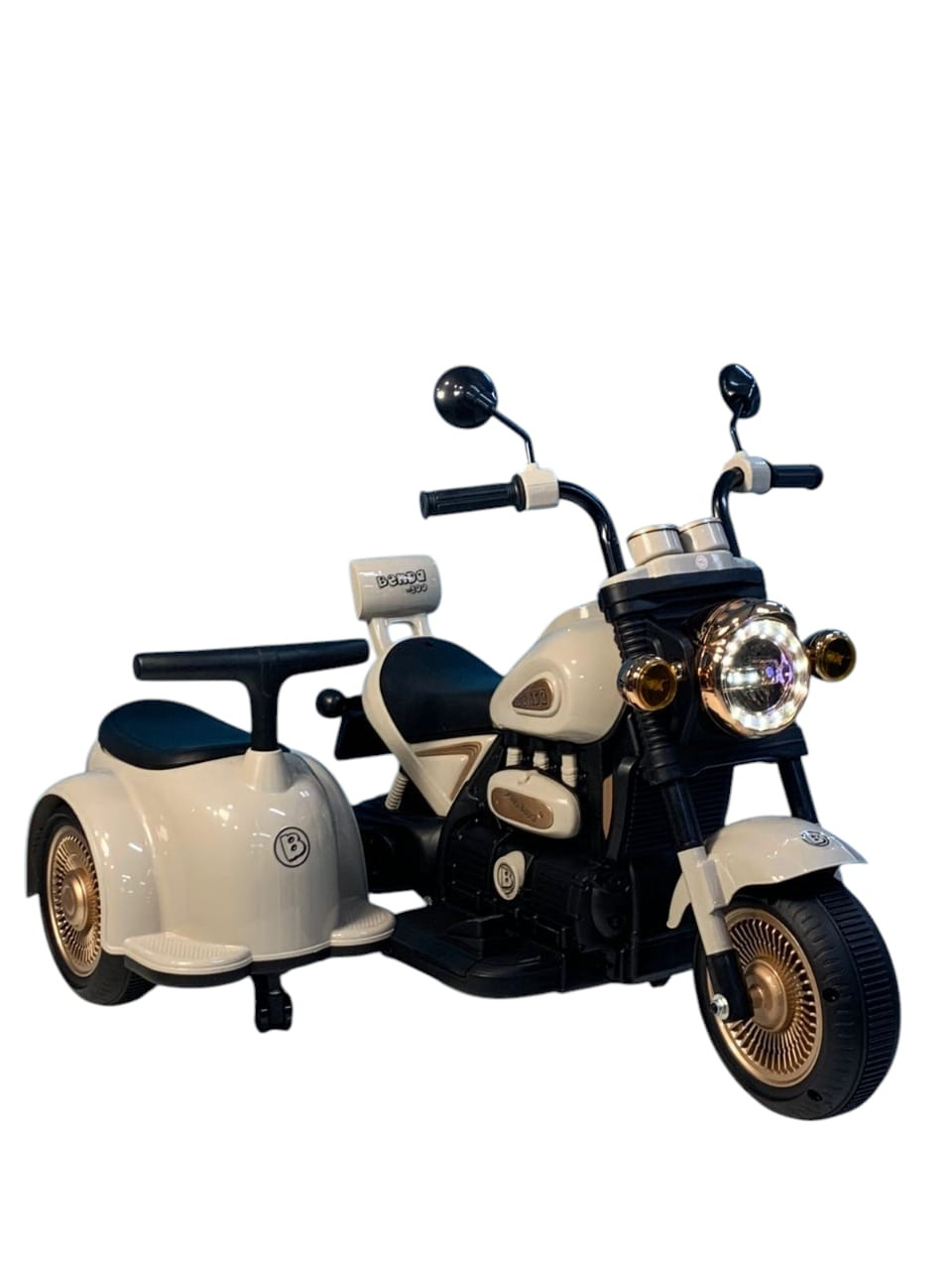 Uşaqlar üçün elektrikli motosikle AZR608, 2 nəfərlik, 2x2 motor, ağ