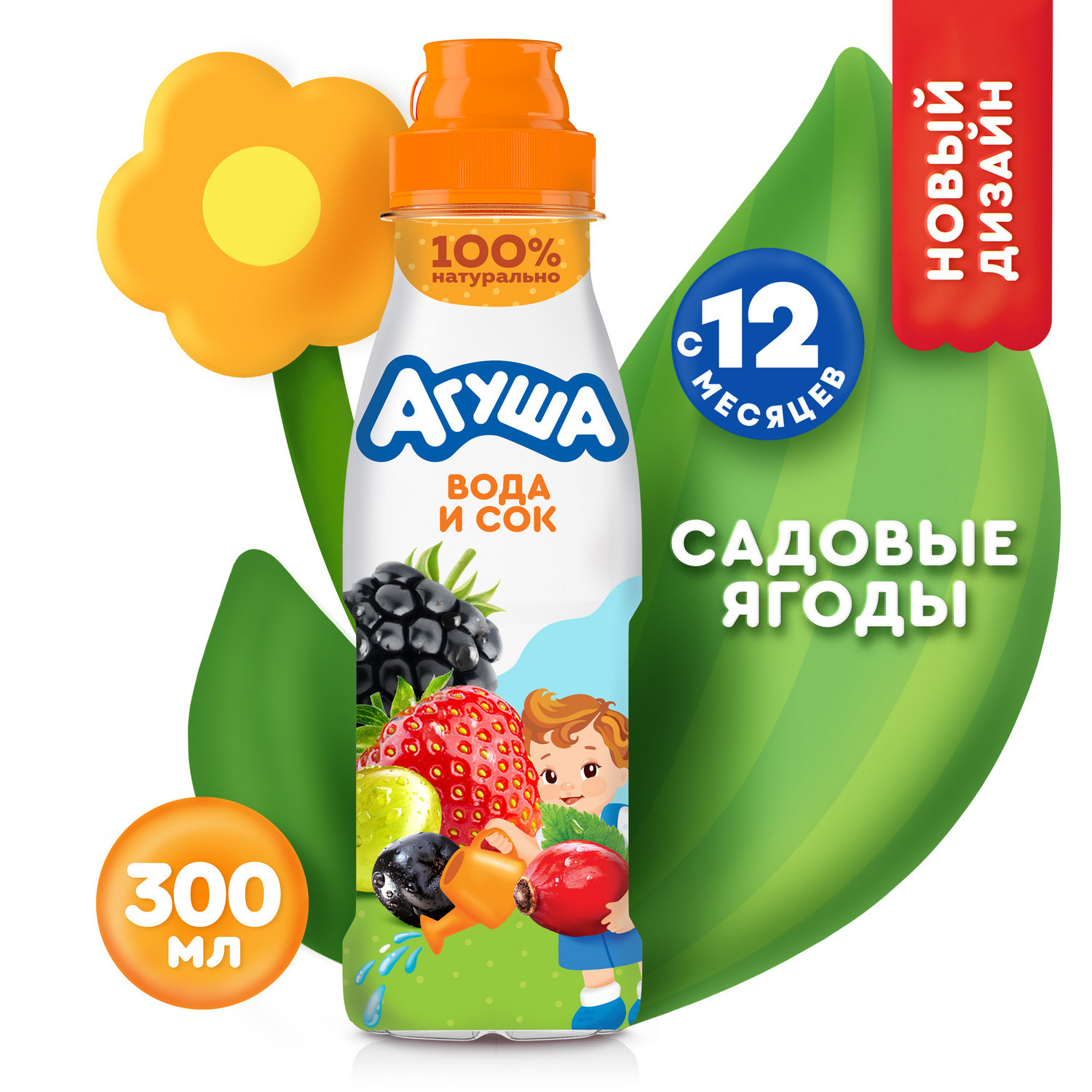 Meyvə şirəsi uşaqlar üçün Агуша Bağ giləmeyvələri, 300 ml, 12 aydan