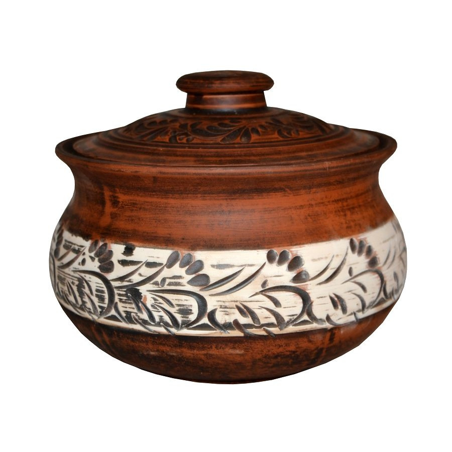 Qapaqlı qazan Anqob, gil, qəhvəyi, 3 l
