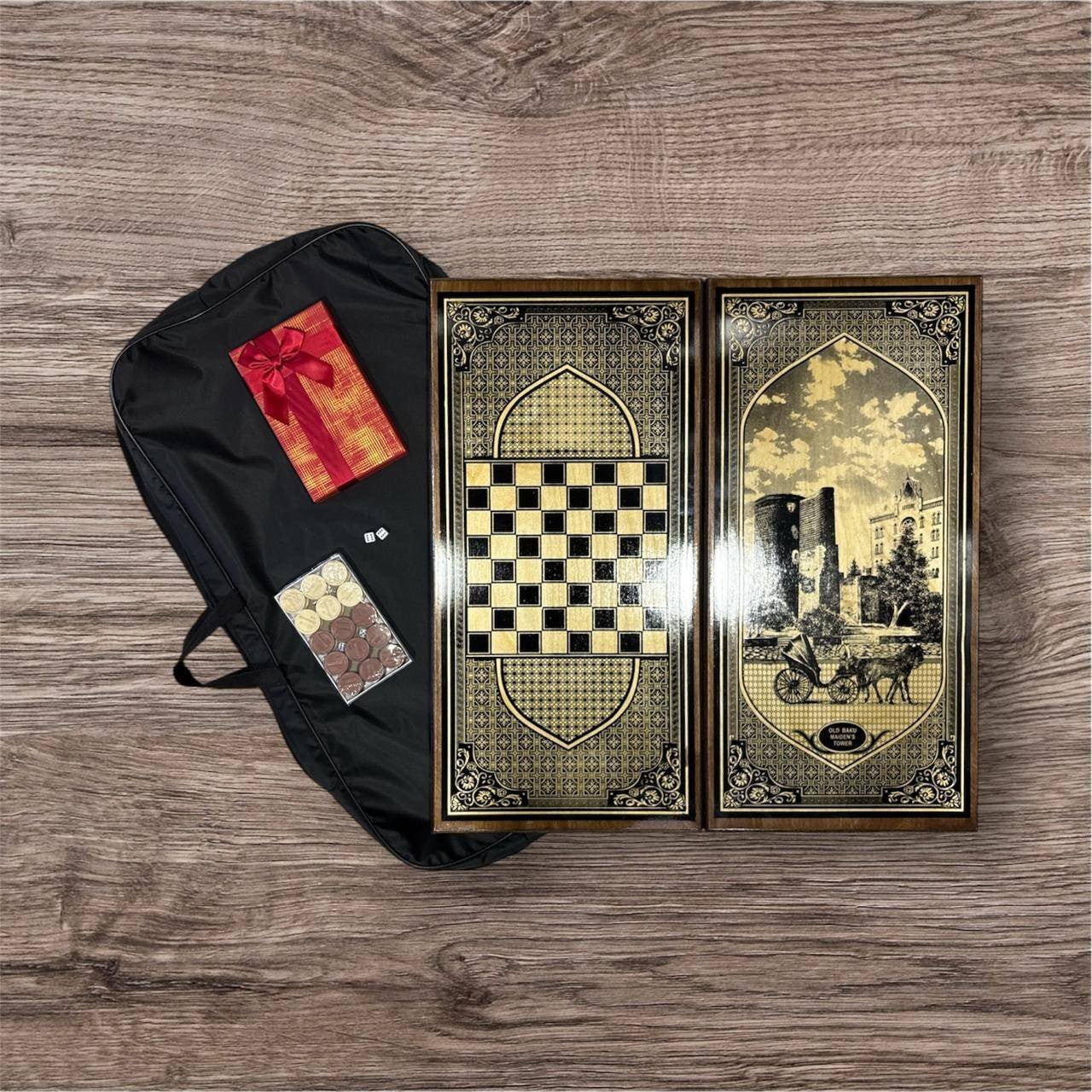Nərd dəsti Aznərd Hədiyyəlik, dikt və qoz ağacından, 61x30 sm, Azərbaycan istehsalı - aznerd220