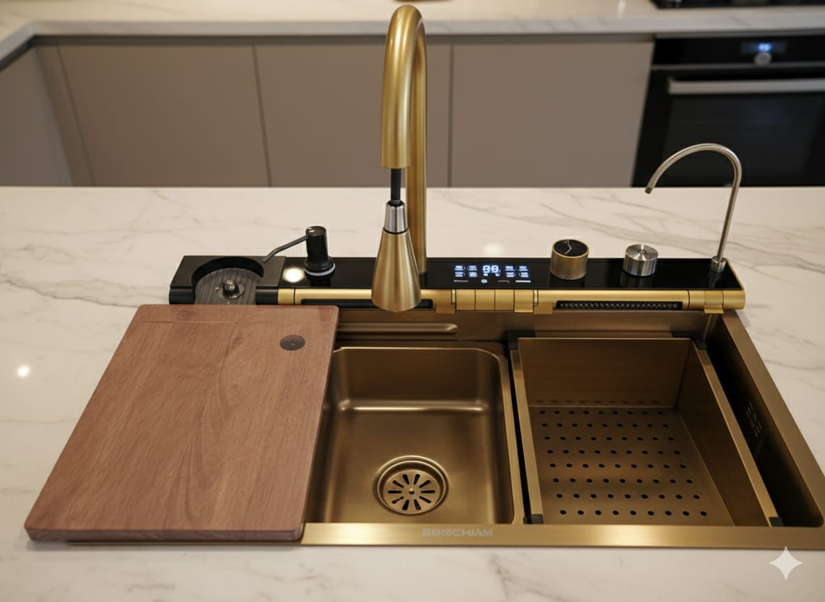 Mətbəx çanağı ce2304, işıqlı, qızılı
