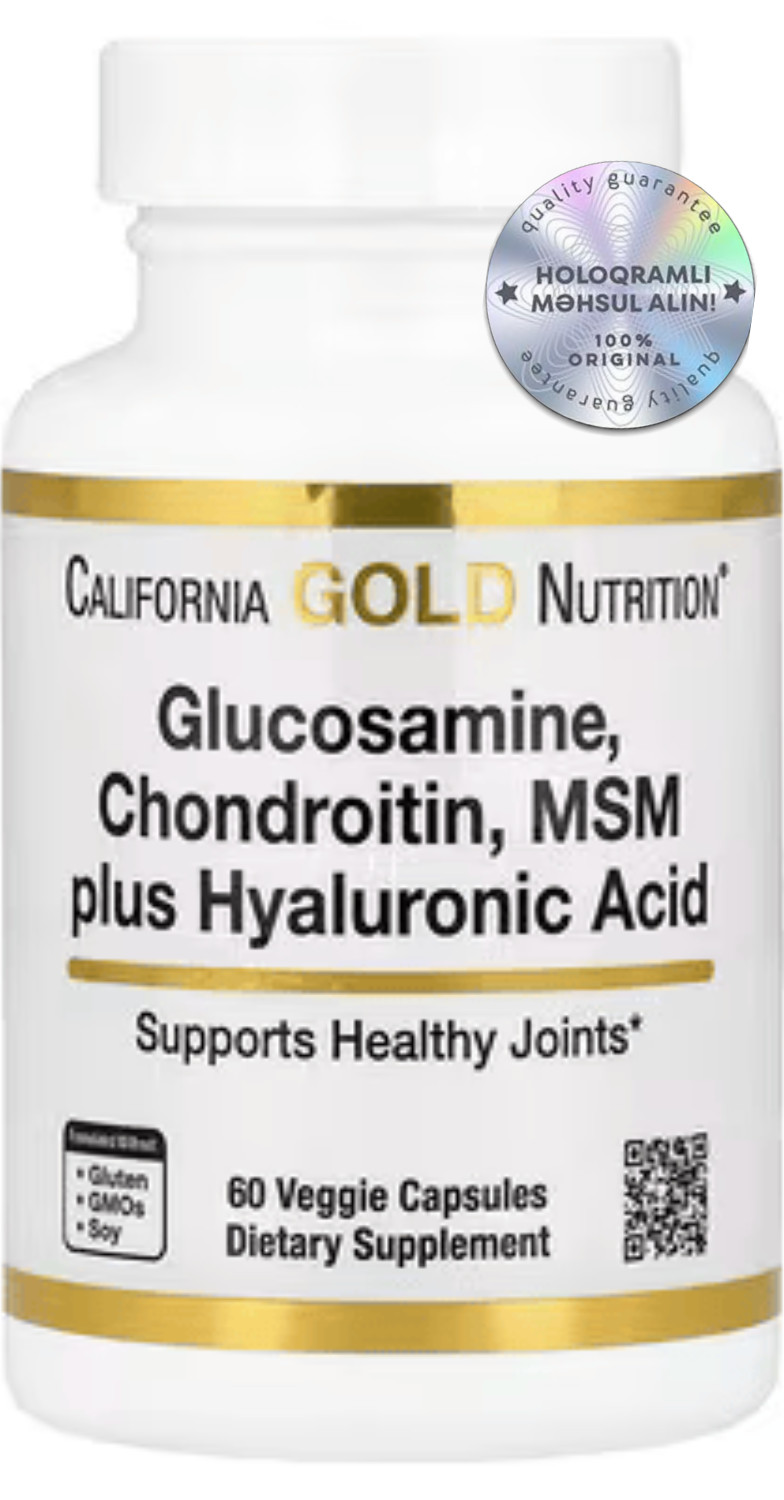 Bioloji aktiv əlavə California Gold Nutrition Glucosamine Chondroitin MSM Plus Hyaluronic Acid, 60 kapsul