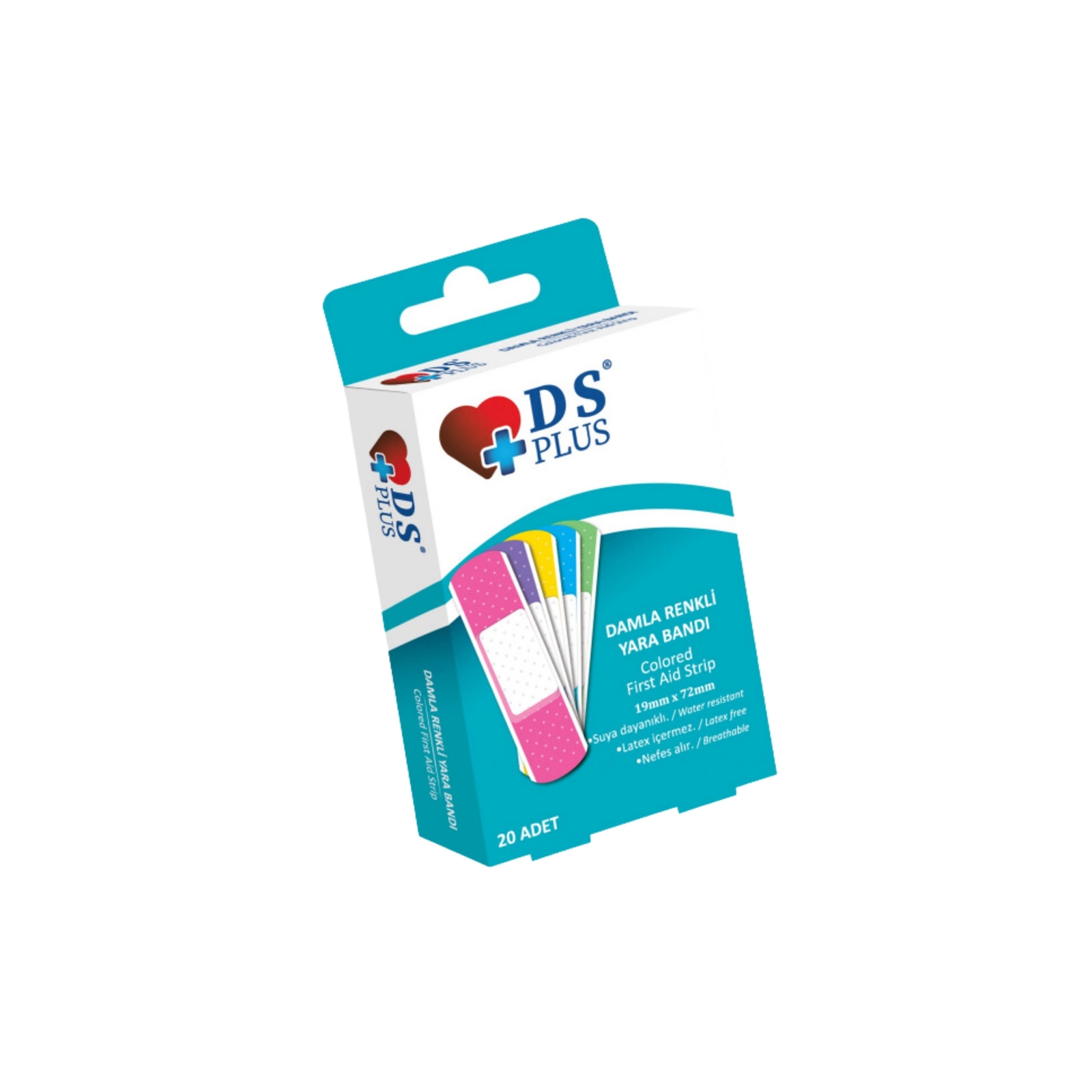 Tibbi plastır DS+ N20, suya davamlı, 20 əd, rəngbərəng