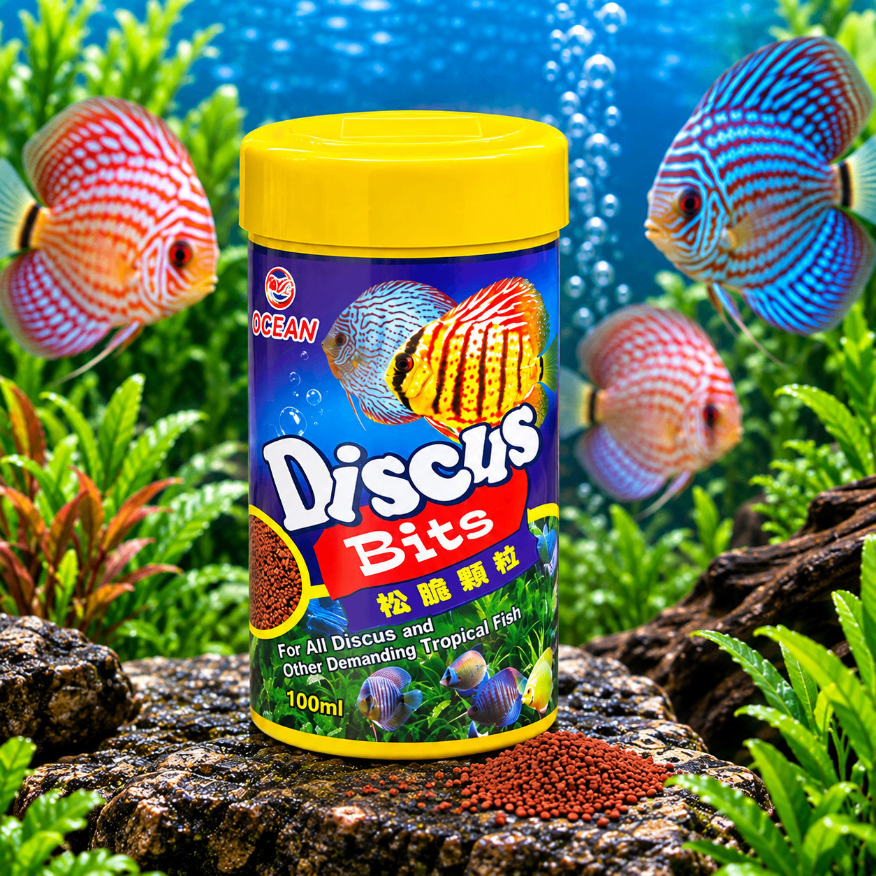 Balıqlar üçün yem AquAv Discus Bits 100 ml