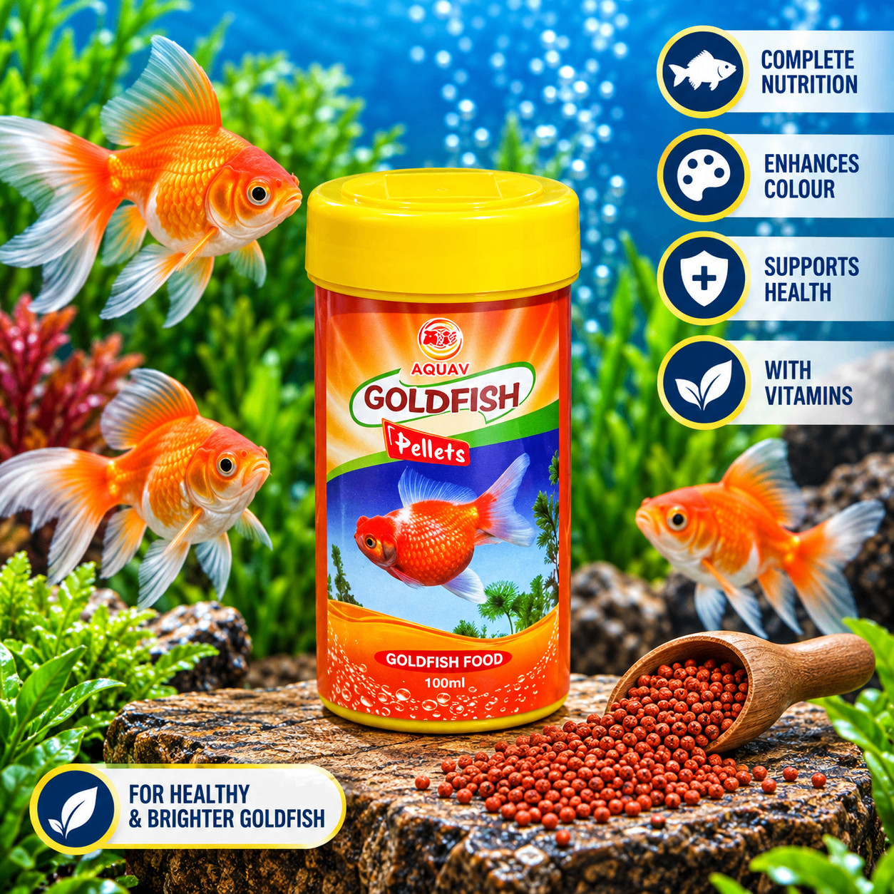 Balıqlar üçün yem AquaAv Goldfish Pellets 100ml