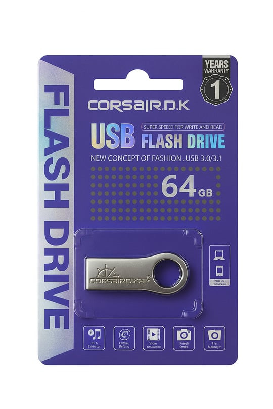 Fleş kart Corsair D.K 64GB USB 3.1 Metal, Gümüş - Fləş kart Corsair D.K 64 GB USB 3.1