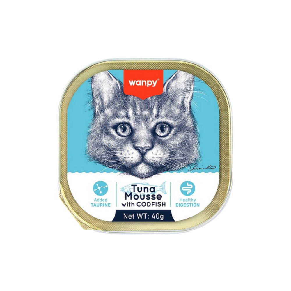 Nəm yem-mus pişiklər üçün tuna və treska ilə Wanpy 40 q