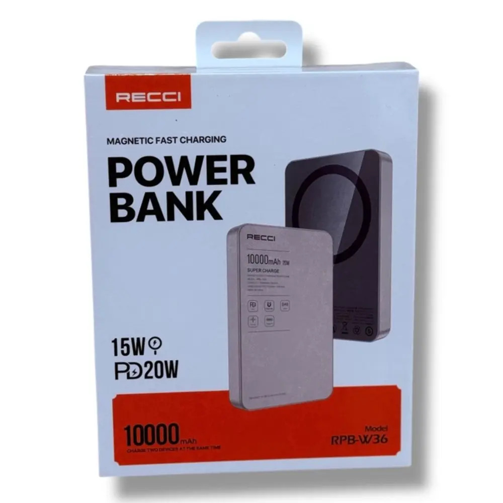 Xarici akkumulyator Recci magSafe Powerbank RPB-W36_LS 10000 mAh Boz
