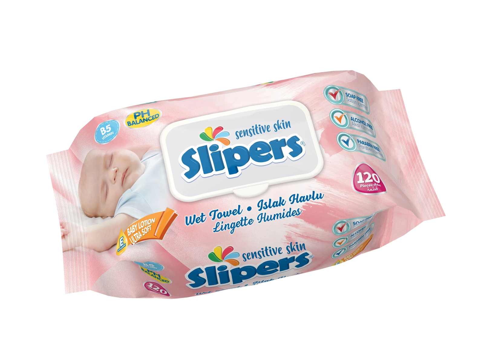 Nəm salfetlər uşaq üçün Slipers, 120 əd