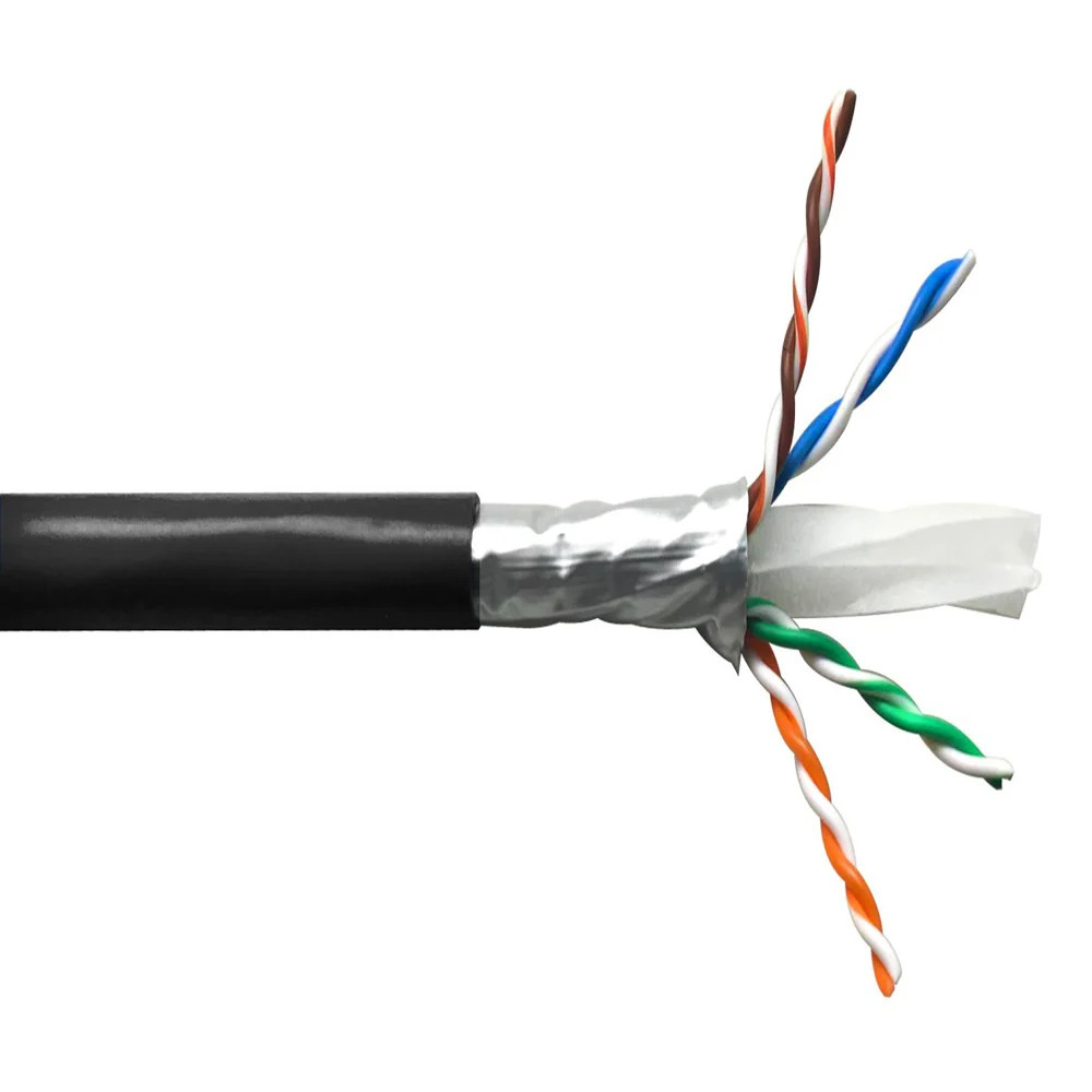 Şəbəkə kabeli CAT6A U/UTP 4PAIR 23AWG OUTDOOR RATED-PE 500M/REEL BLACK
