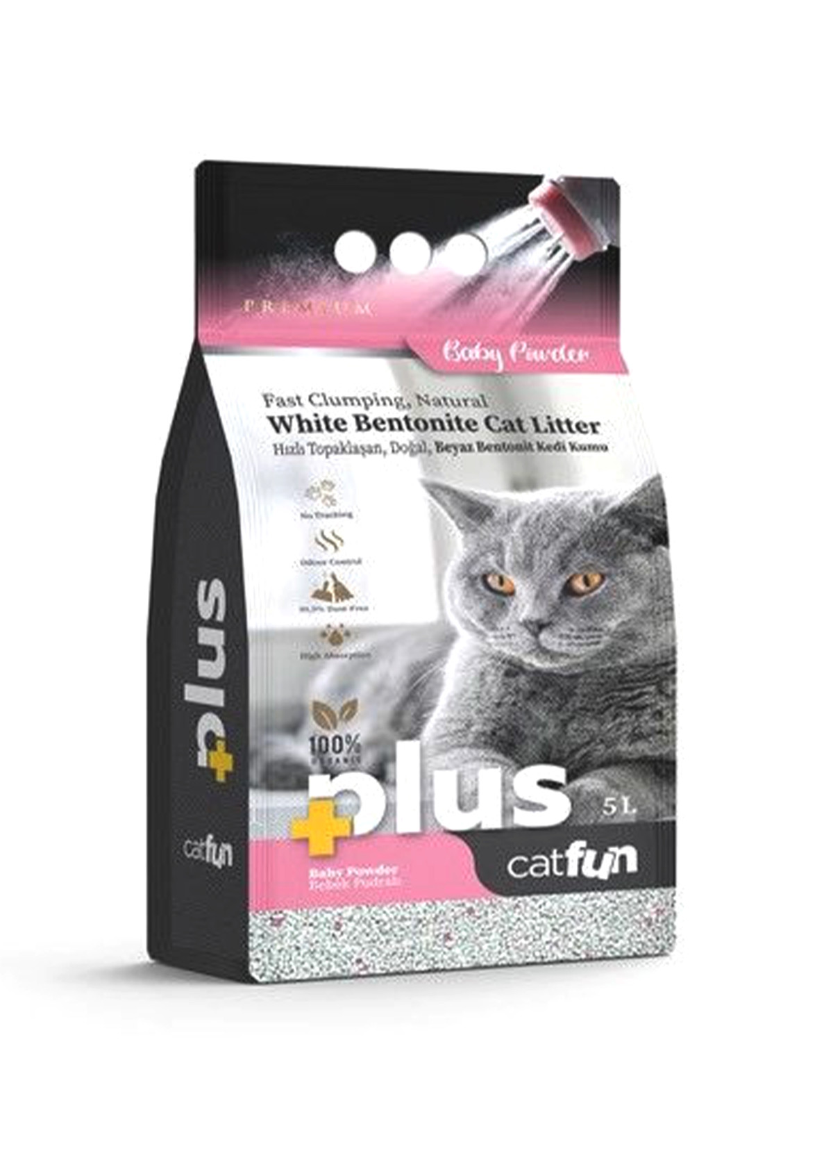 Topalaşan doldurucu pişiklər üçün CatFun Baby pudrası ətri ilə 5 l - 8683655071544