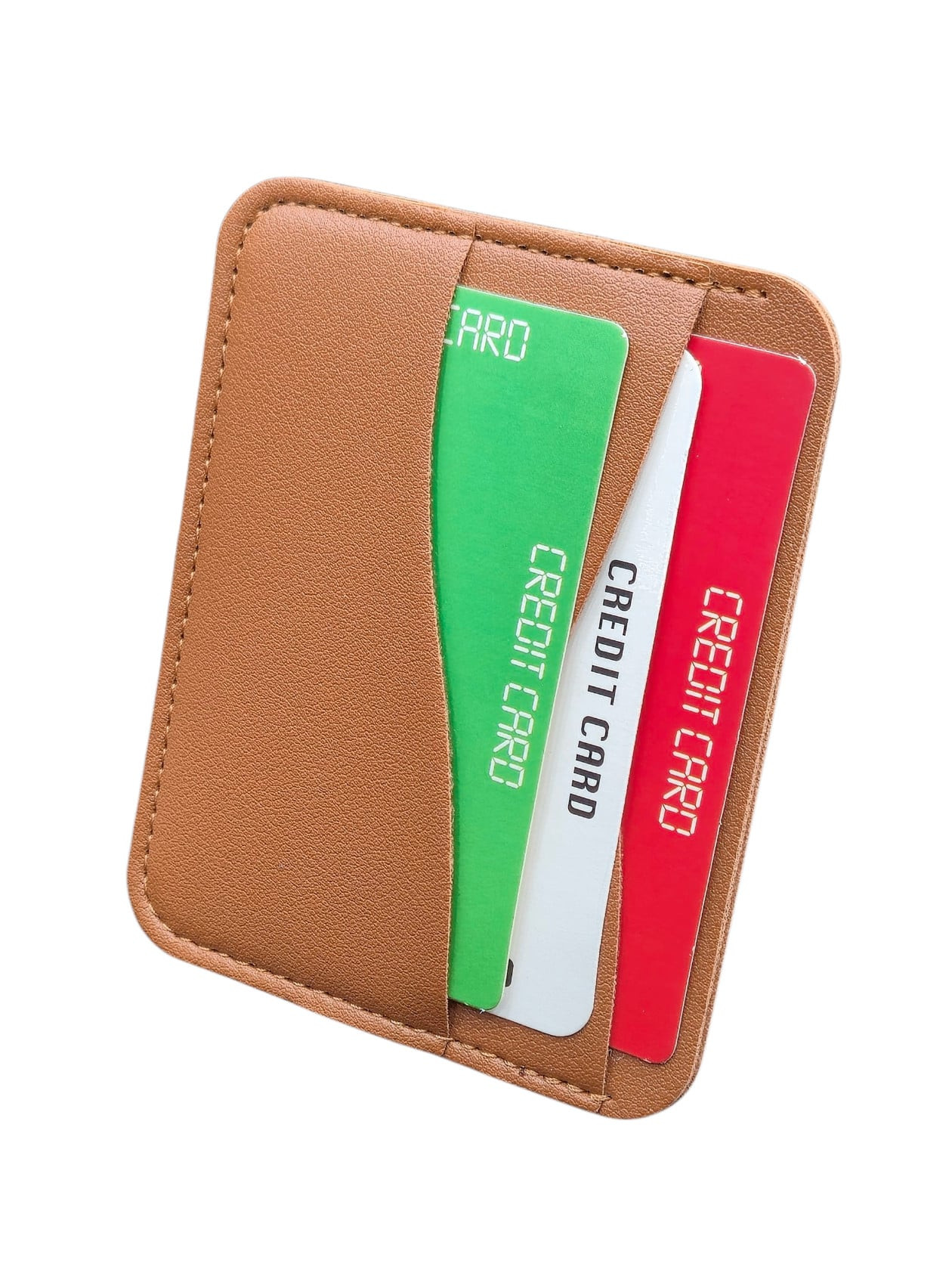 Kredit kartları qabı unisex poliuretan, 4 plastik kart bölməsi, 10sm x 8sm, qəhvəyi, Çin istehsalı - WCo_Cardholder_KB-312_Brown