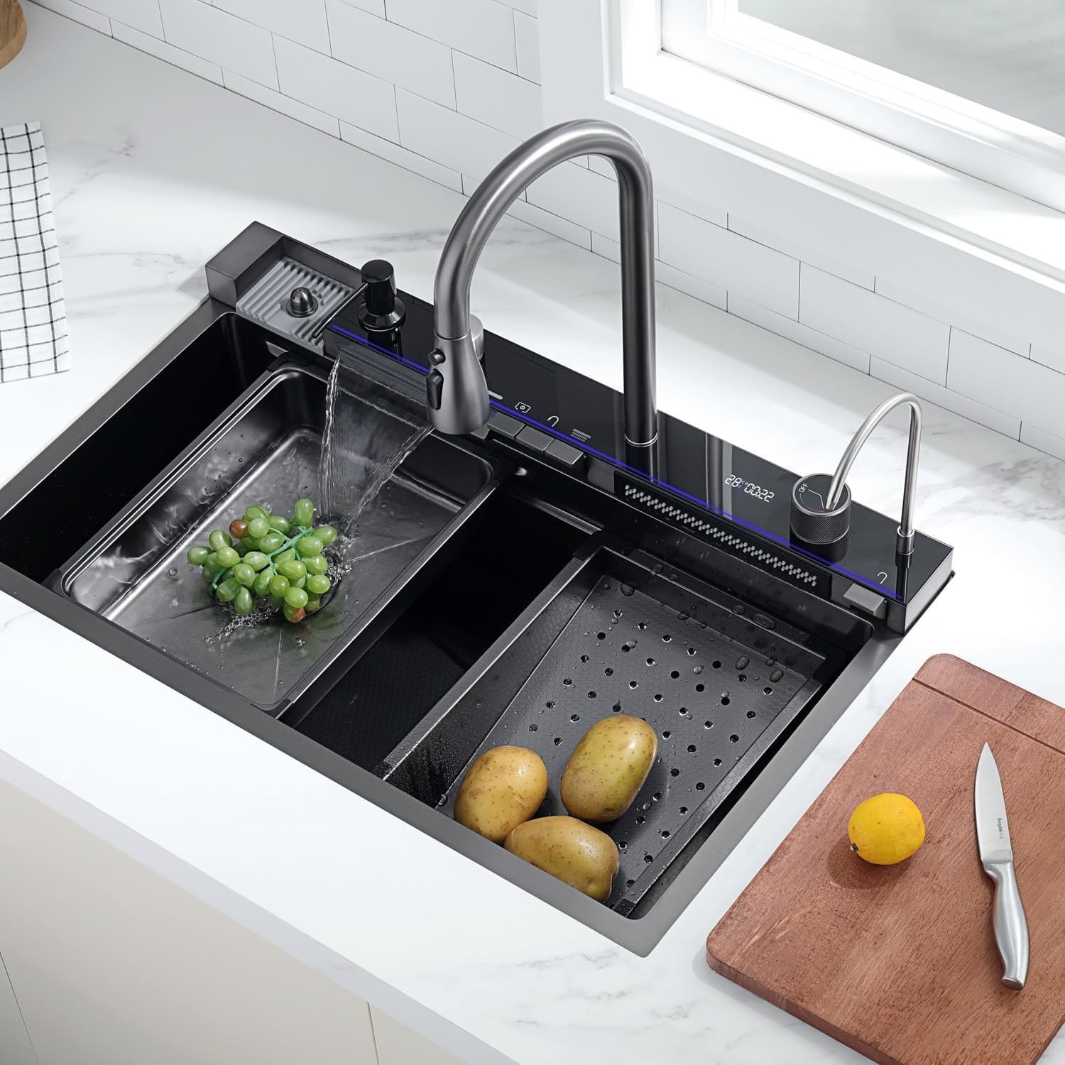 Mətbəx çanağı, çoxfunksiyalı elektron, 75x45 sm, qara - KahnStore2301100
