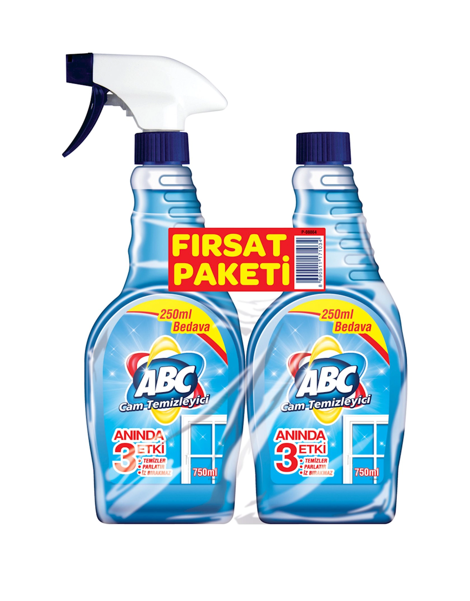 Təmizləyici vasitə şüşələr üçün ABC 750 ml + Ehtiyat butulka 750 ml