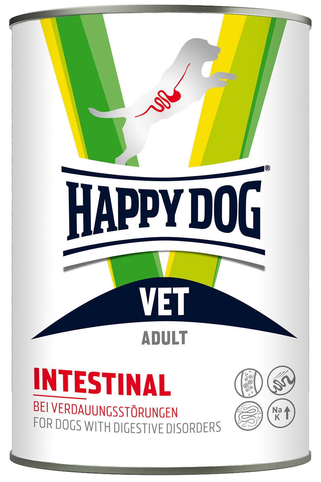 Konserv Happy Dog VET Diet Intestinal itlər üçün, donuz əti, ət və kartof ilə, 400 q