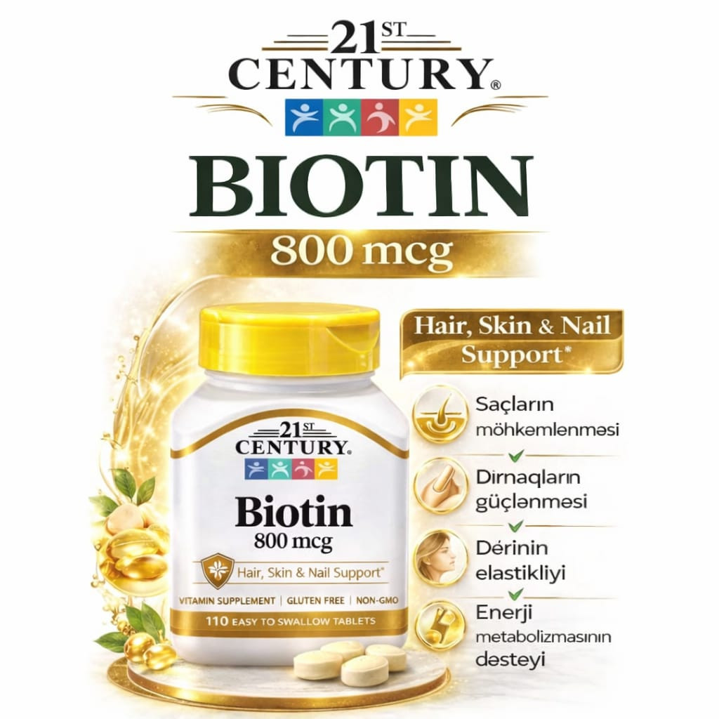 Bioloji aktiv qida əlavəsi 21st Century Biotin, 150 q