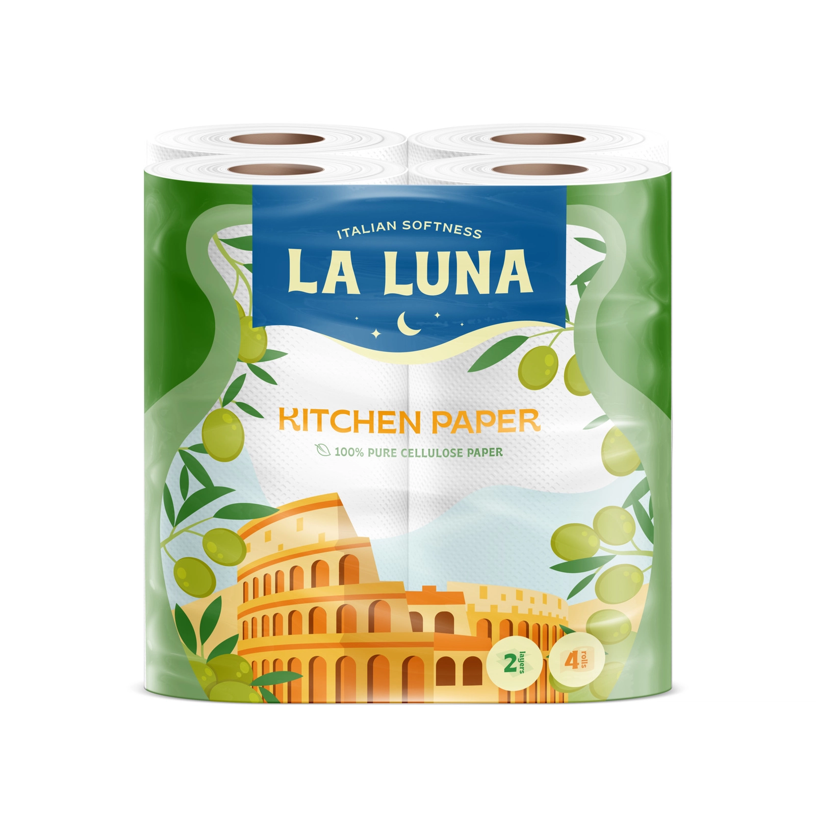 Mətbəx üçün kağız dəsmal La Luna, 2 qat, 4 əd