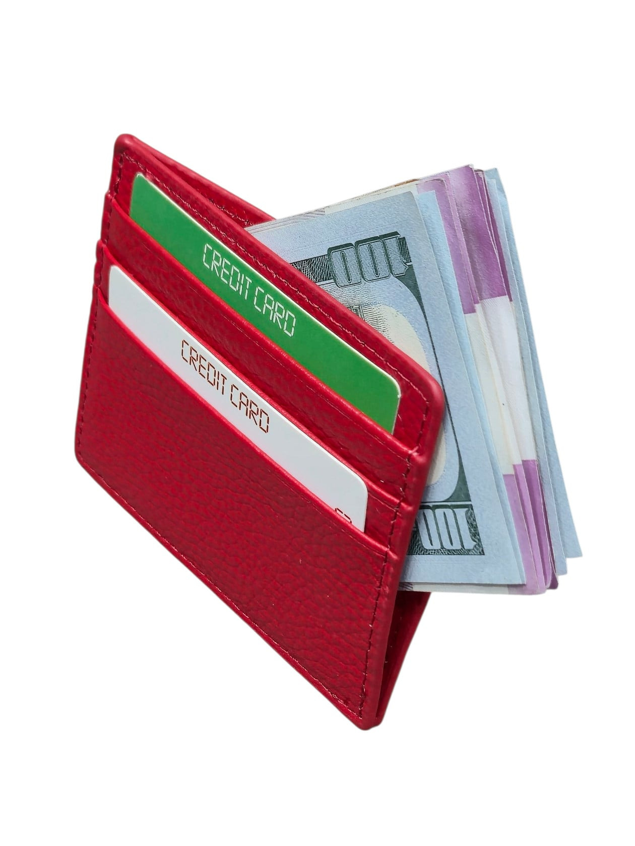 Kredit kartları qabı uniseks, dəri, 6 kart bölməsi, 10x8 sm, qırmızı, Çin istehsalı - WalletCo_Cardholder-012_Red