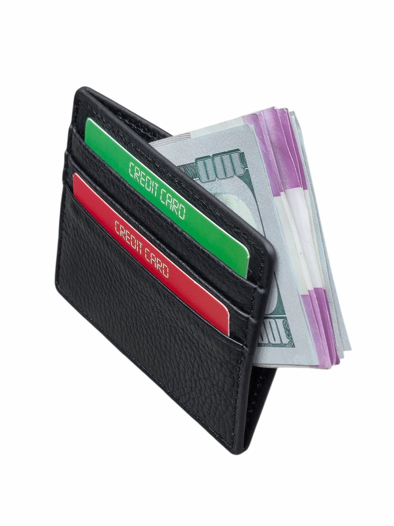 Kredit kartları qabı, uniseks, qara, 6 kart bölməsi, dəridən - WalletCo_Cardholder-012_Black