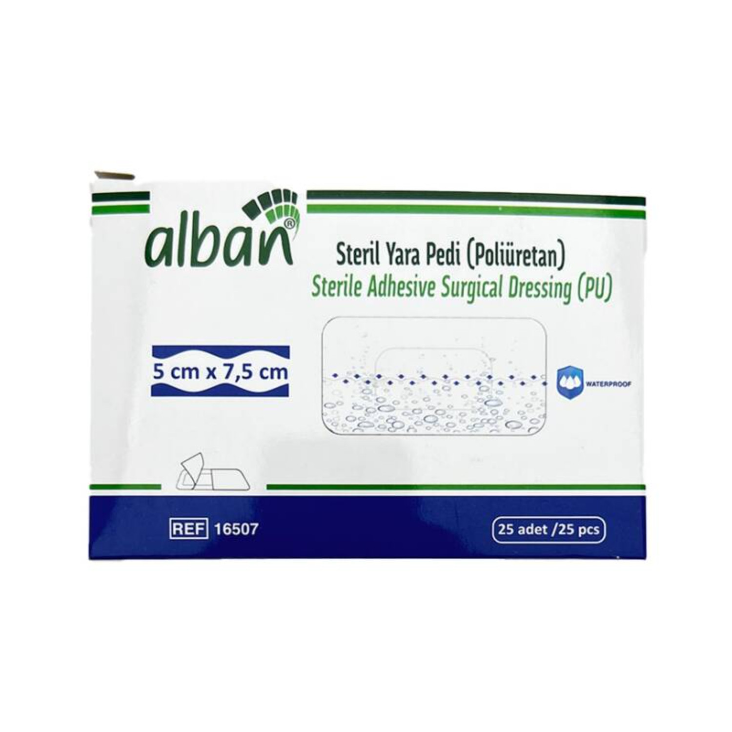 Plastır Alban steril şəffaf yara bezi, 5x7,5 sm, 1 ədəd - 121-20039