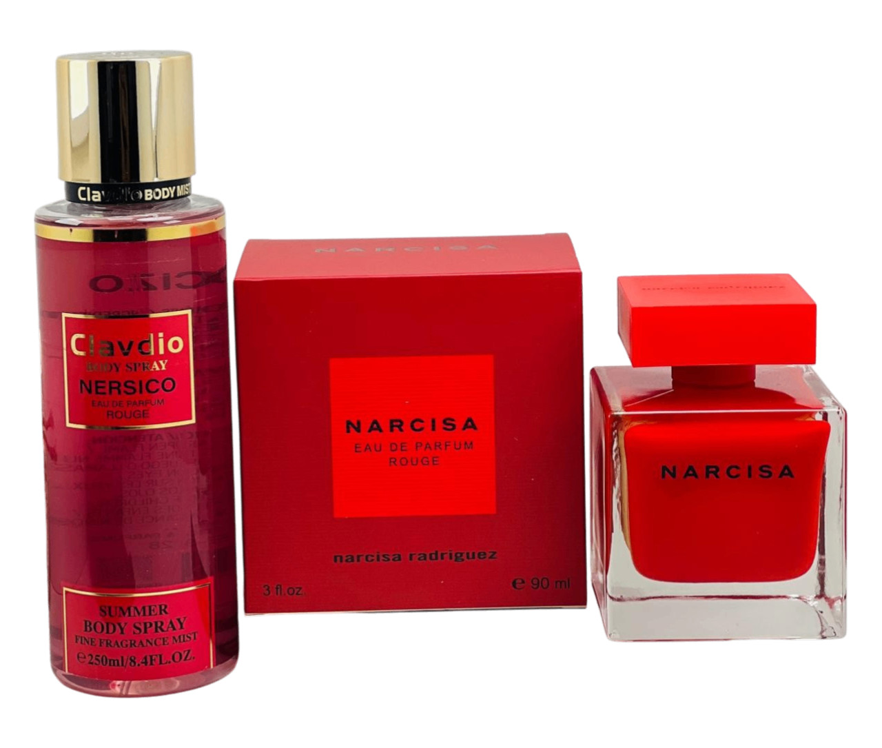 Narcisa Rouge qadınlar üçün ətir dəsti (ətir suyu 90 ml + bədən üçün sprey 250 ml)