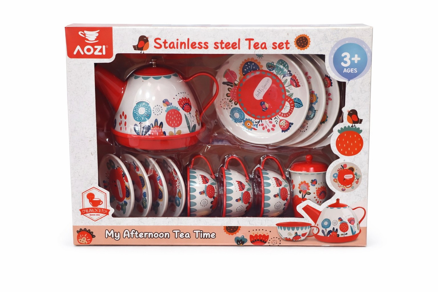 Oyuncaq qab-qacaq dəsti Aozi 3-5 yaş, plastik, qırmızı