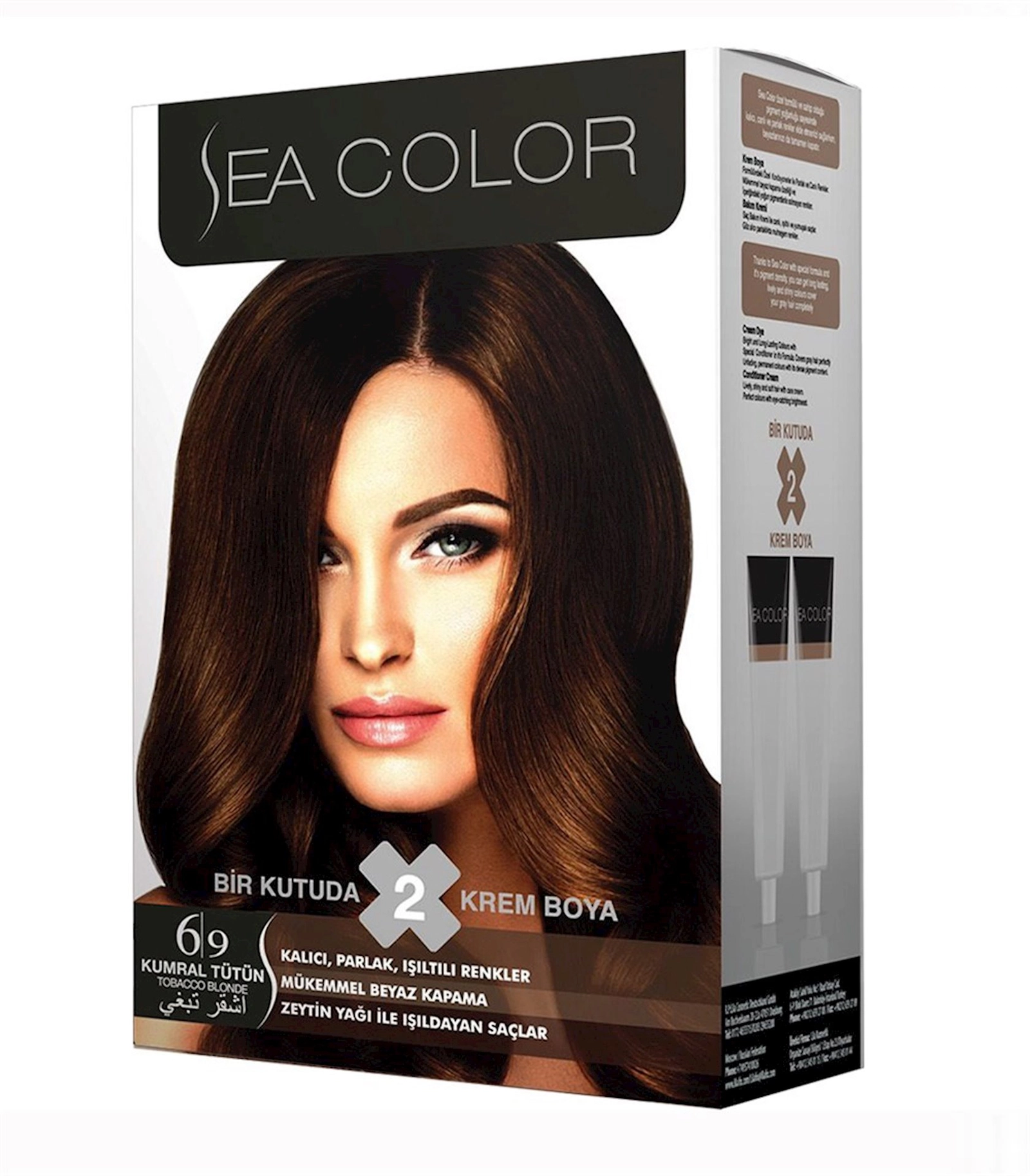Krem-boya saçlar üçün Sea Color 6.9 Kumral Tütün, Qəhvəyi küllü, 100 ml