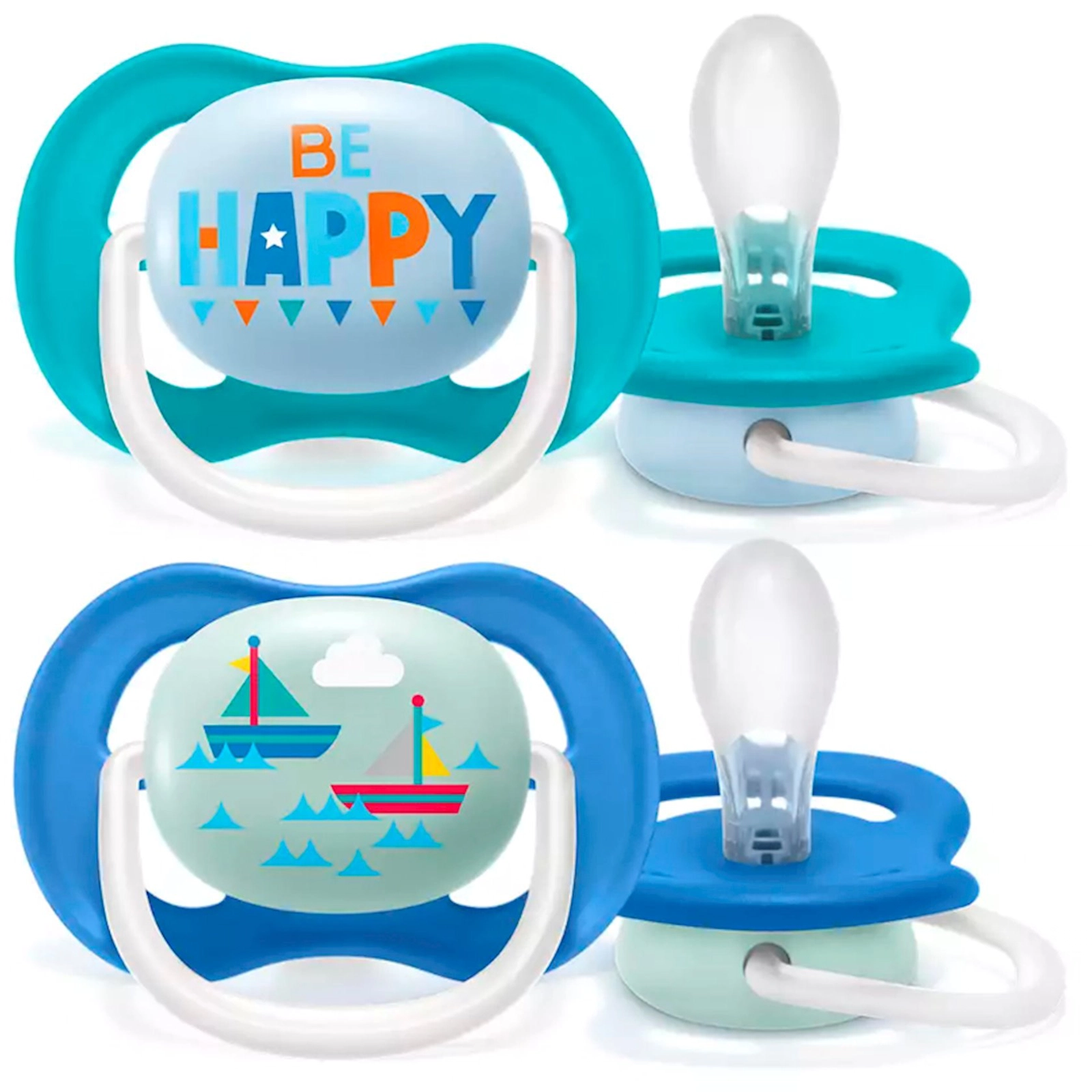 Əmziklər dəsti Philips AVENT Ultra Air SCF080/15, ortodontik, 6-18 ay, silikon, 2 əd, futlyar ilə, mavi