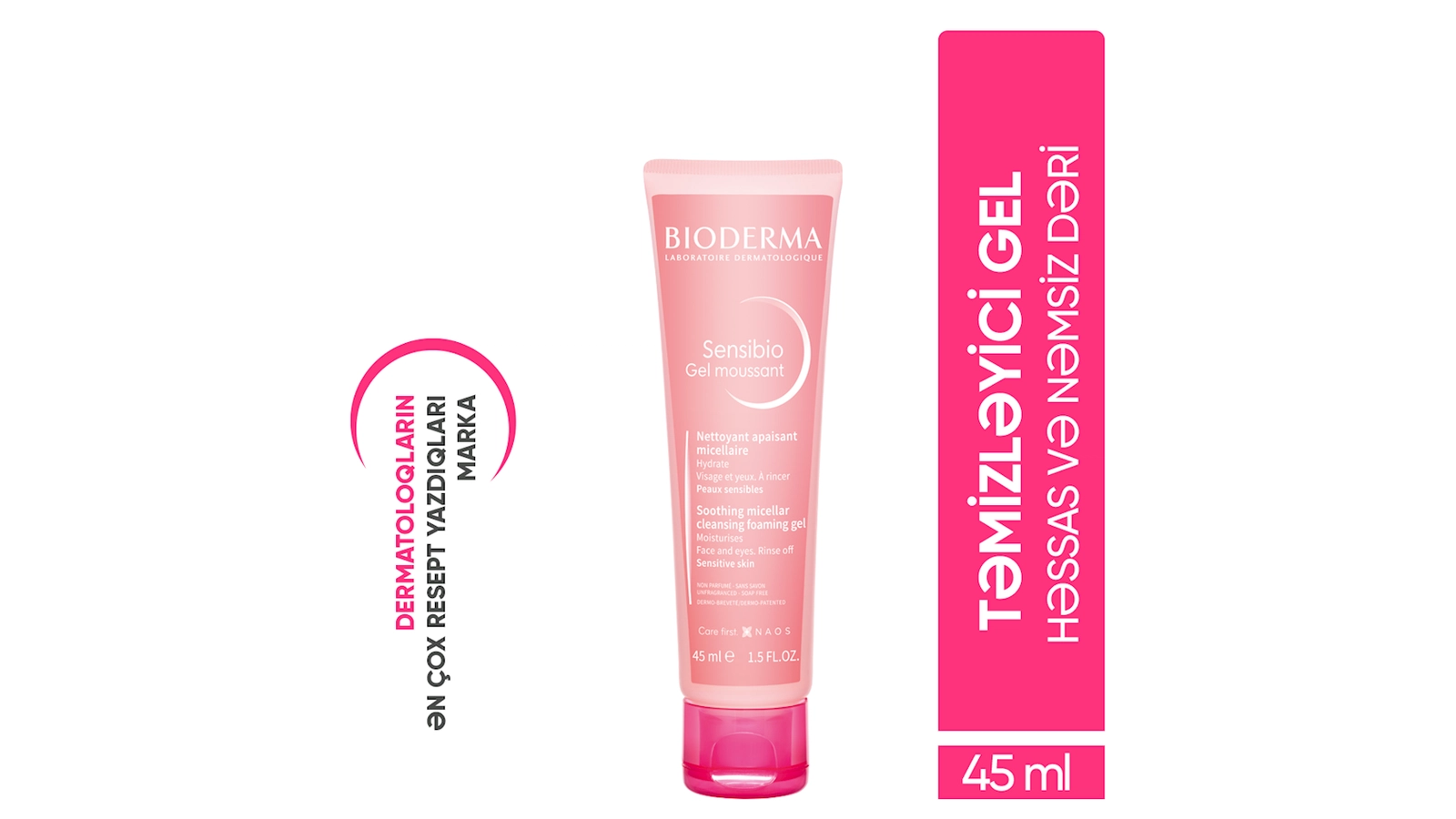 Yuyunma geli Bioderma Sensibio Gel Moussant, həssas və nəmsiz dərilər üçün, 45 ml