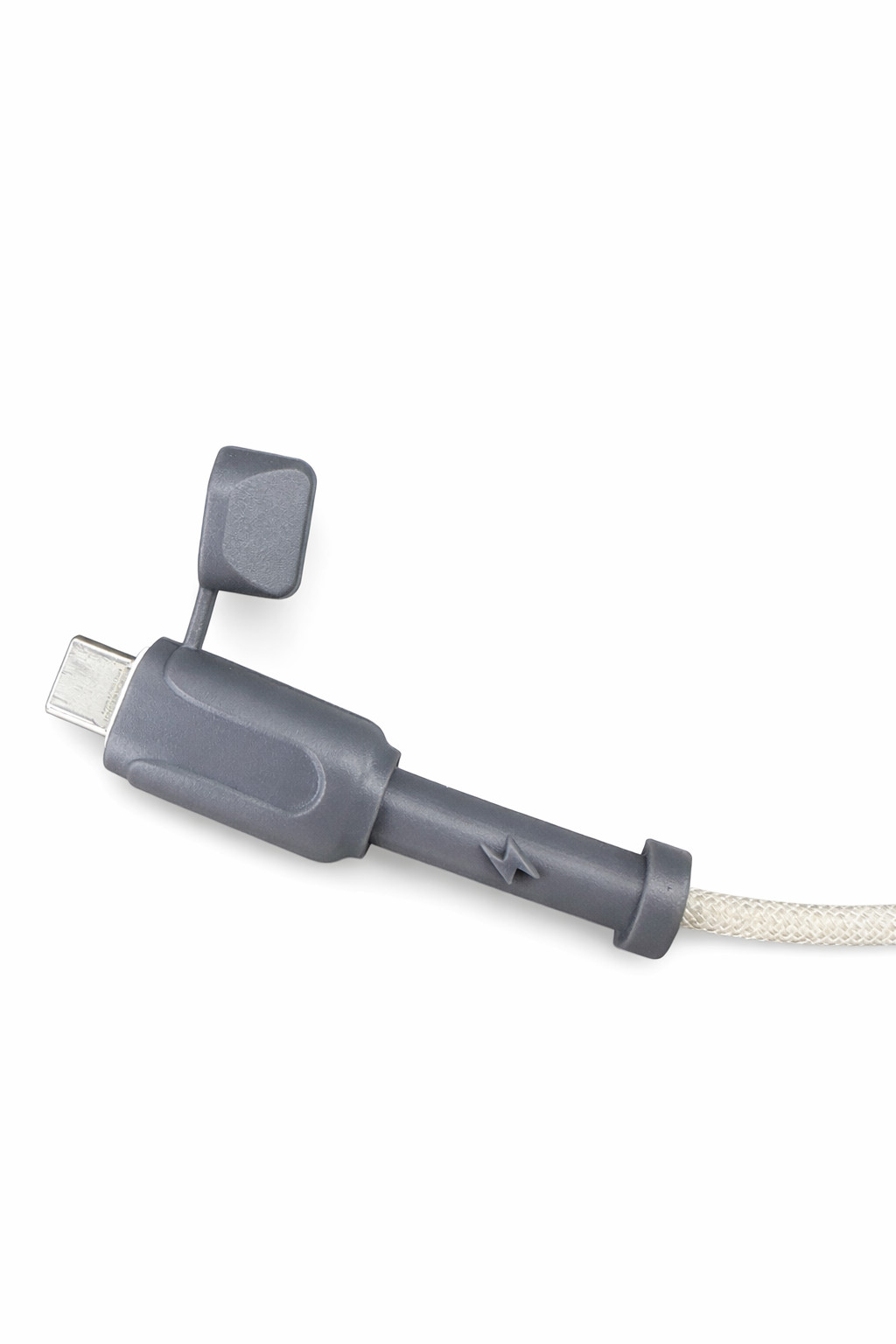 Adapter kabeli üçün qoruyucu, rezin qapaqlı, boz, 2 in 1