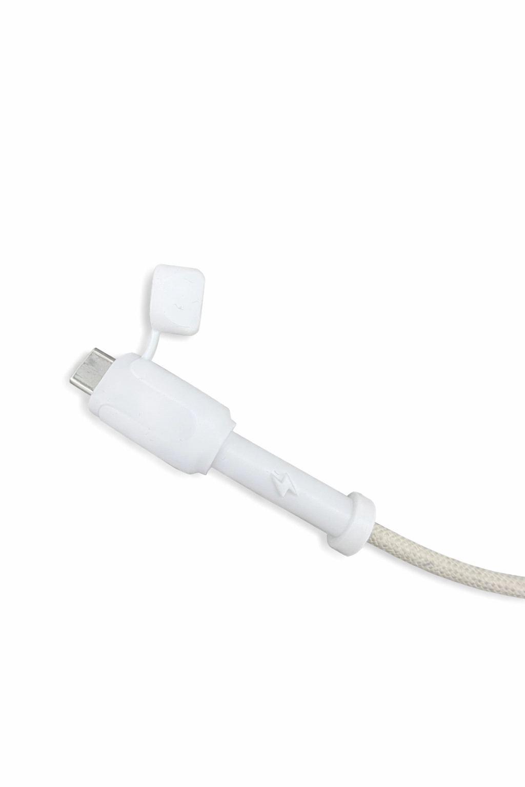 Adapter kabeli üçün qoruyucu, rezin qapaqlı, ağ, 2 in 1