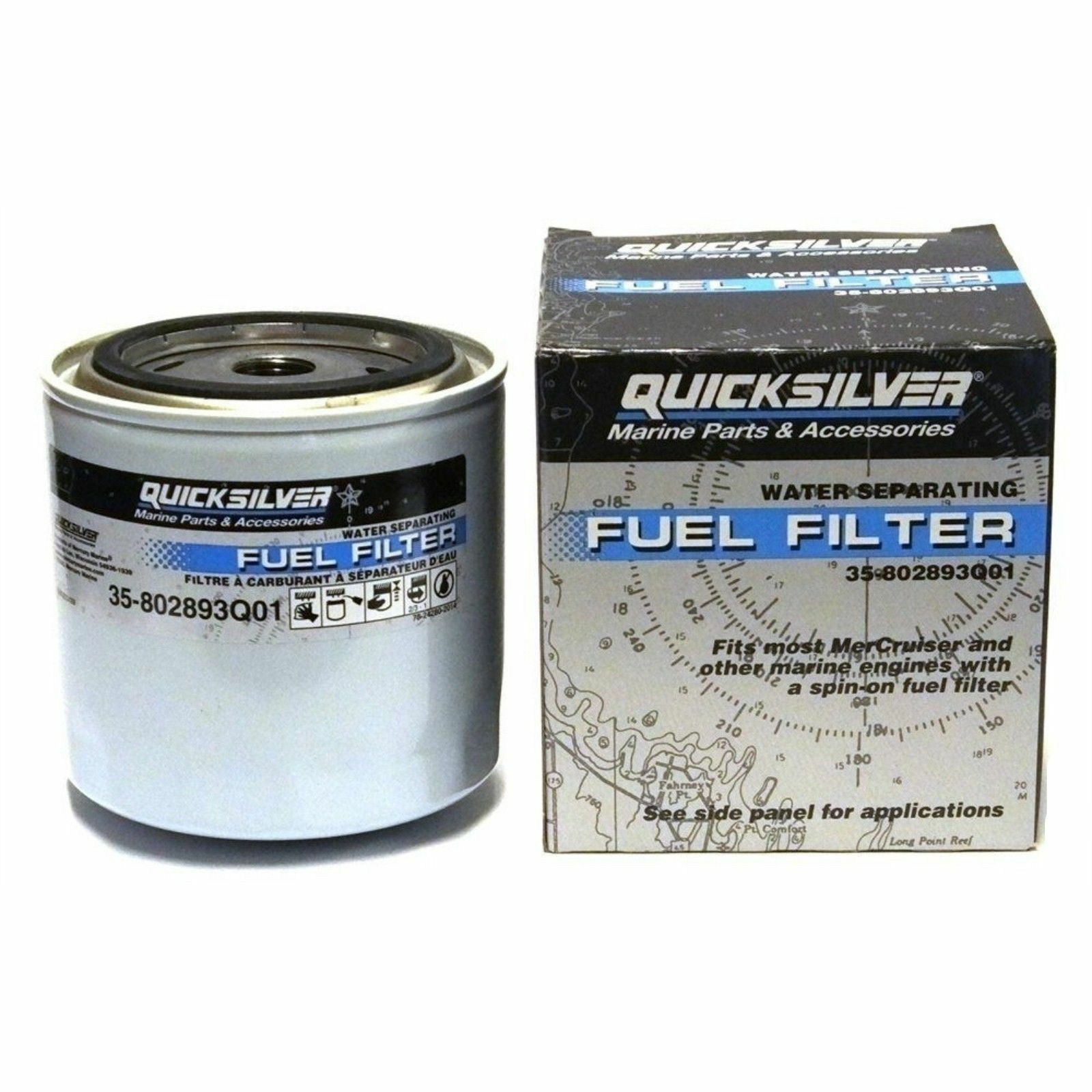 Yanacaq filtri Quicksilver 802893Q01 Mercury 40-60/Mercruiser 4.3/5.0/5.7/6.2/7.4/8.1L üçün