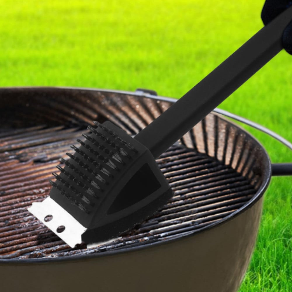 Manqal təmizləyən fırça 3-in-1, metal telli, skrabber və süngər ilə