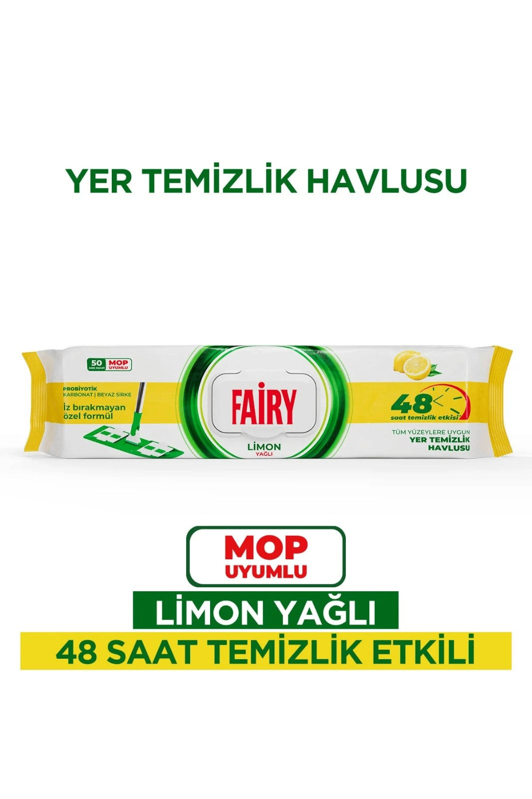 Təmizləmə salfeti Fairy, limon ətirli, 50 əd