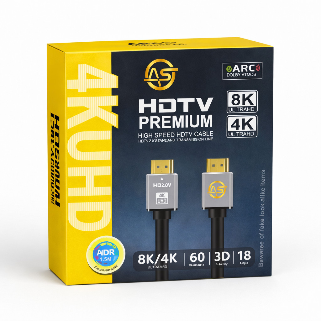 HDMI kabel 8K/4K 1.5M Premium HDTV 2.0, 60Hz, 18Gbps, eARC