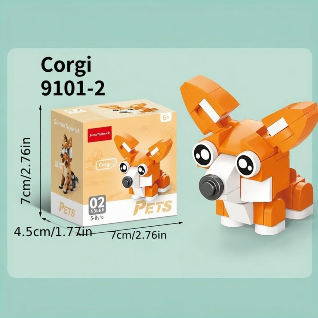 Yığma model Mini Sevimli Evcil Heyvan Seriyası Corgi