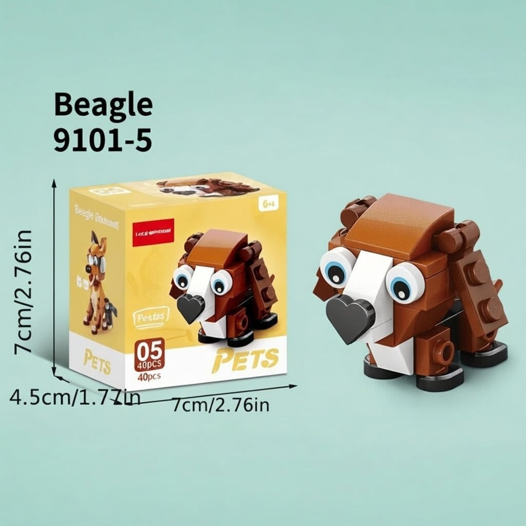 Yığma model Mini Sevimli Evcil Heyvan Seriyası Beagle