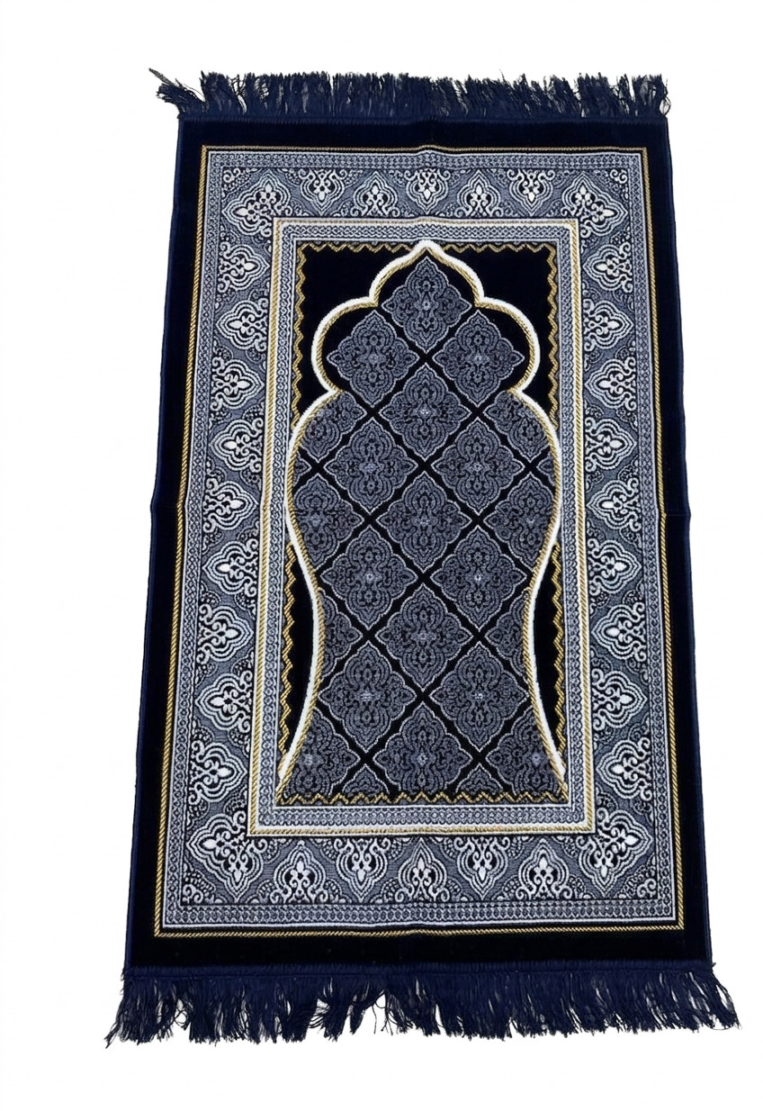 Namaz xalçası 4541, məxmər, göy, 110x68 sm