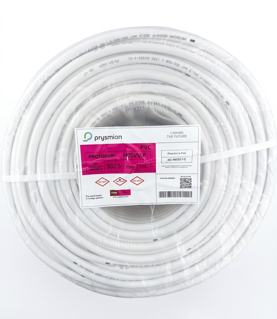 Güc kabeli Prysmian TTR H05VV-F 3x2.5 mm2, 100 m
