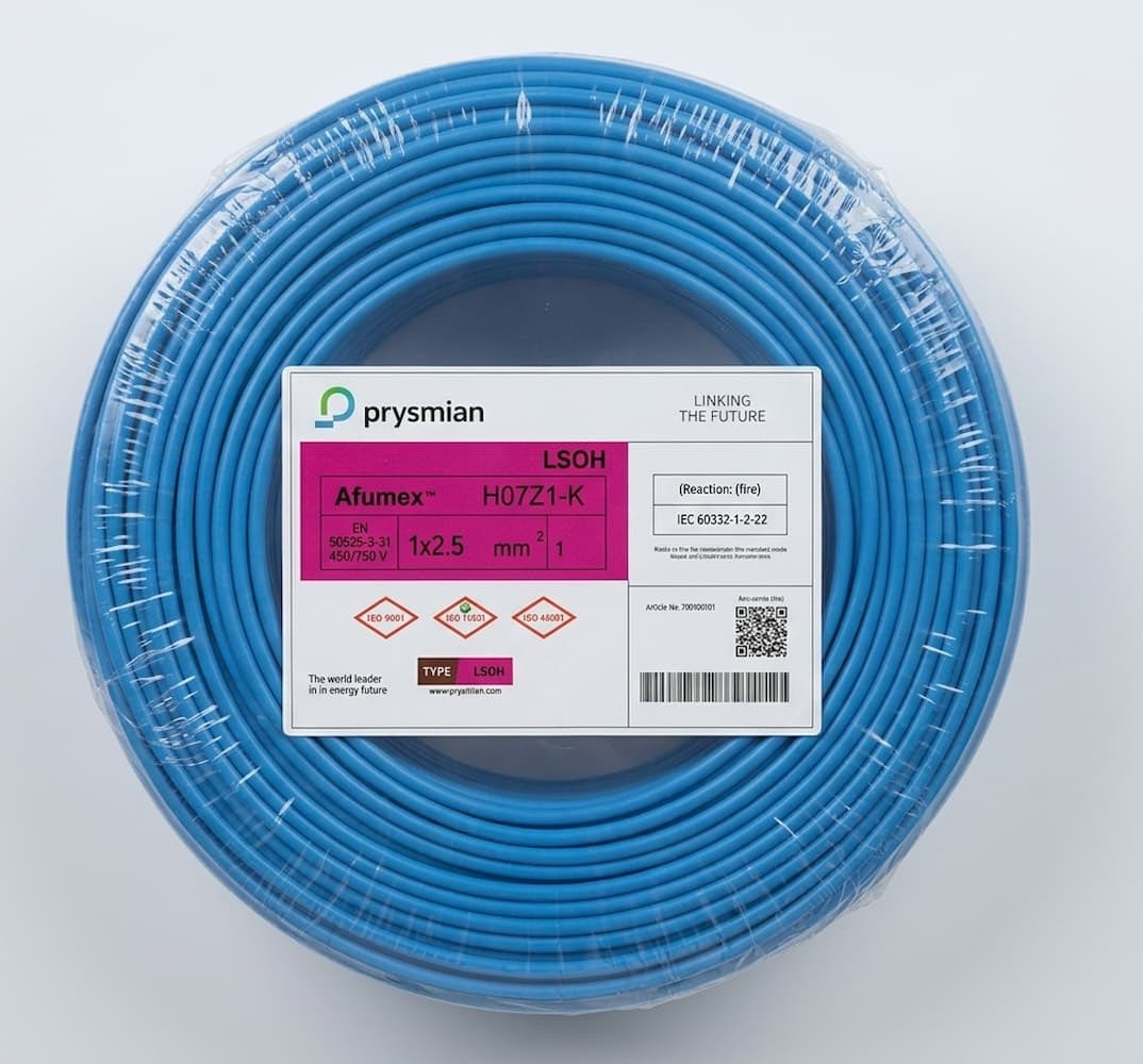 Güc kabeli Prysmian NYAF H07Z1-K 1x2.5 mm2, 100 m, mavi