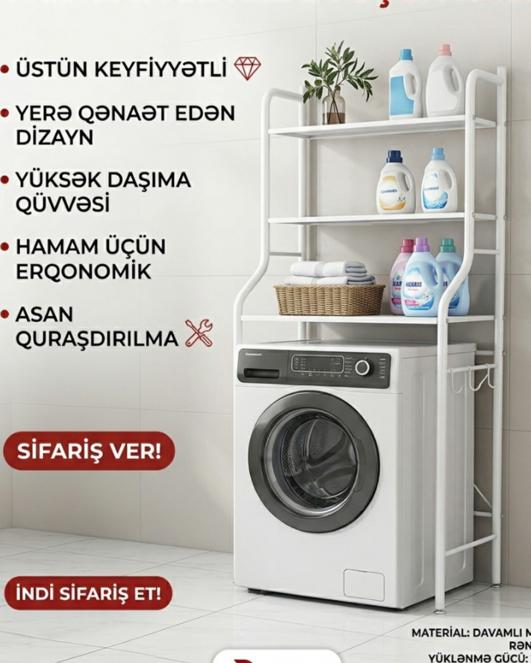 Paltaryuyan maşının üstü üçün metal rəf