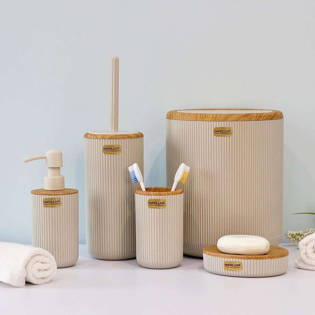 Hamam otağı dəsti 9360, plastik, bej, 5 parça