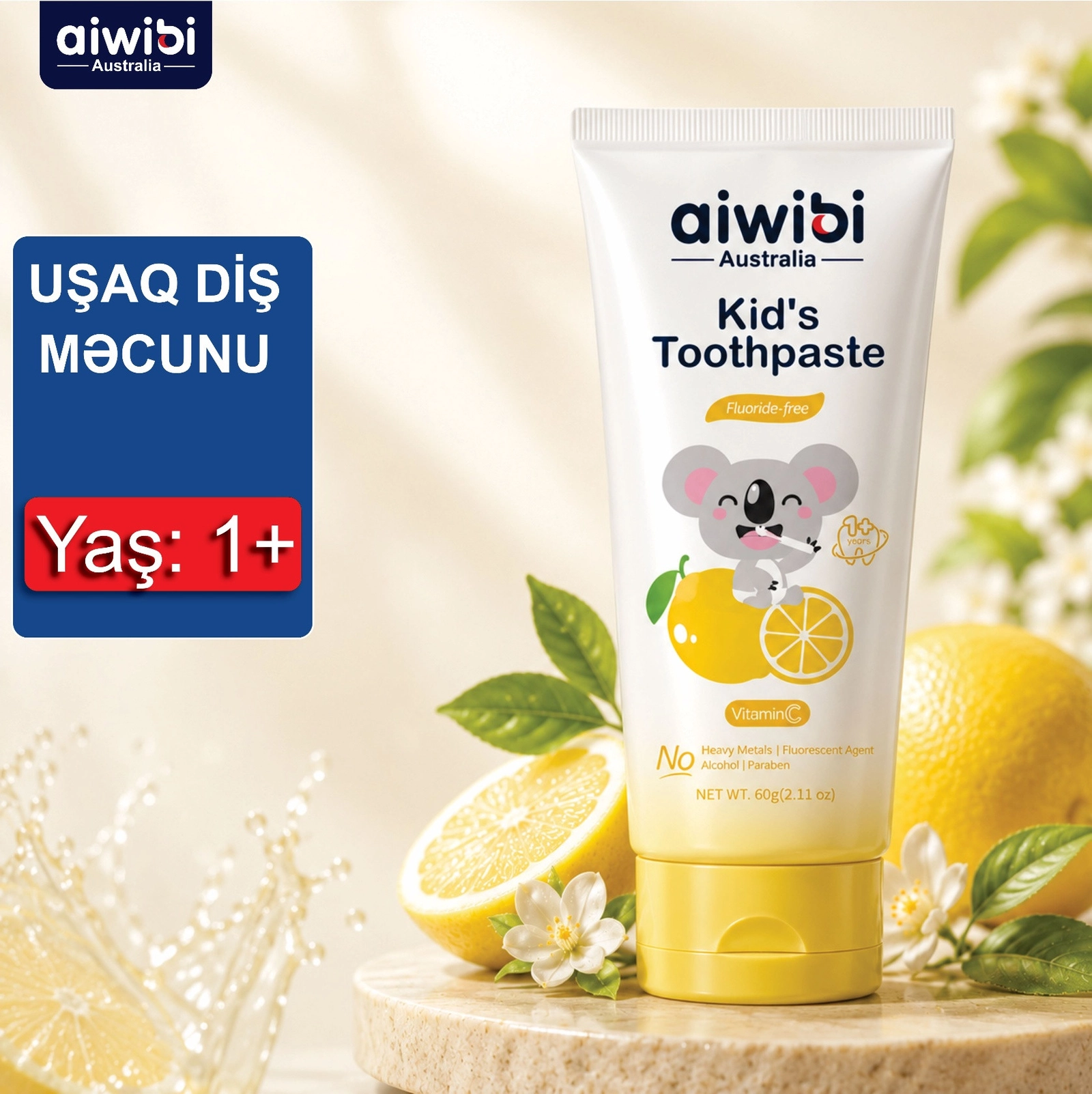 Diş məcunu uşaqlar üçün Aiwibi Lemon, 60 q