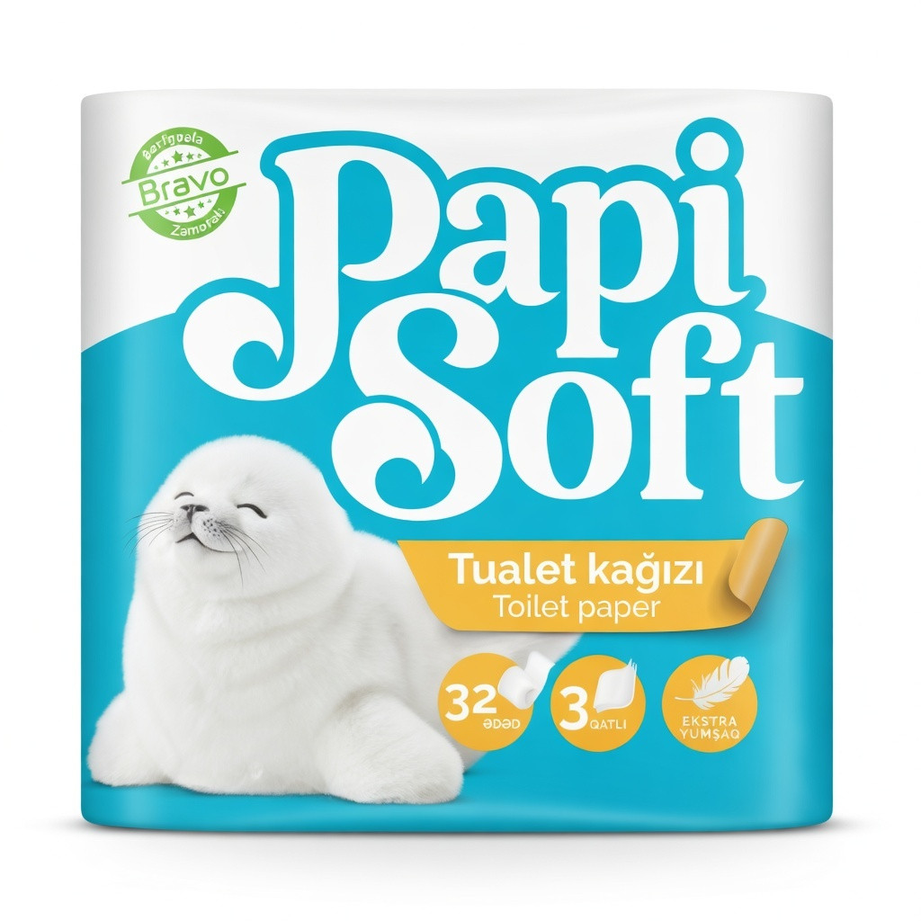Tualet kağızı Papi Soft, 3 qat, 32 rulon