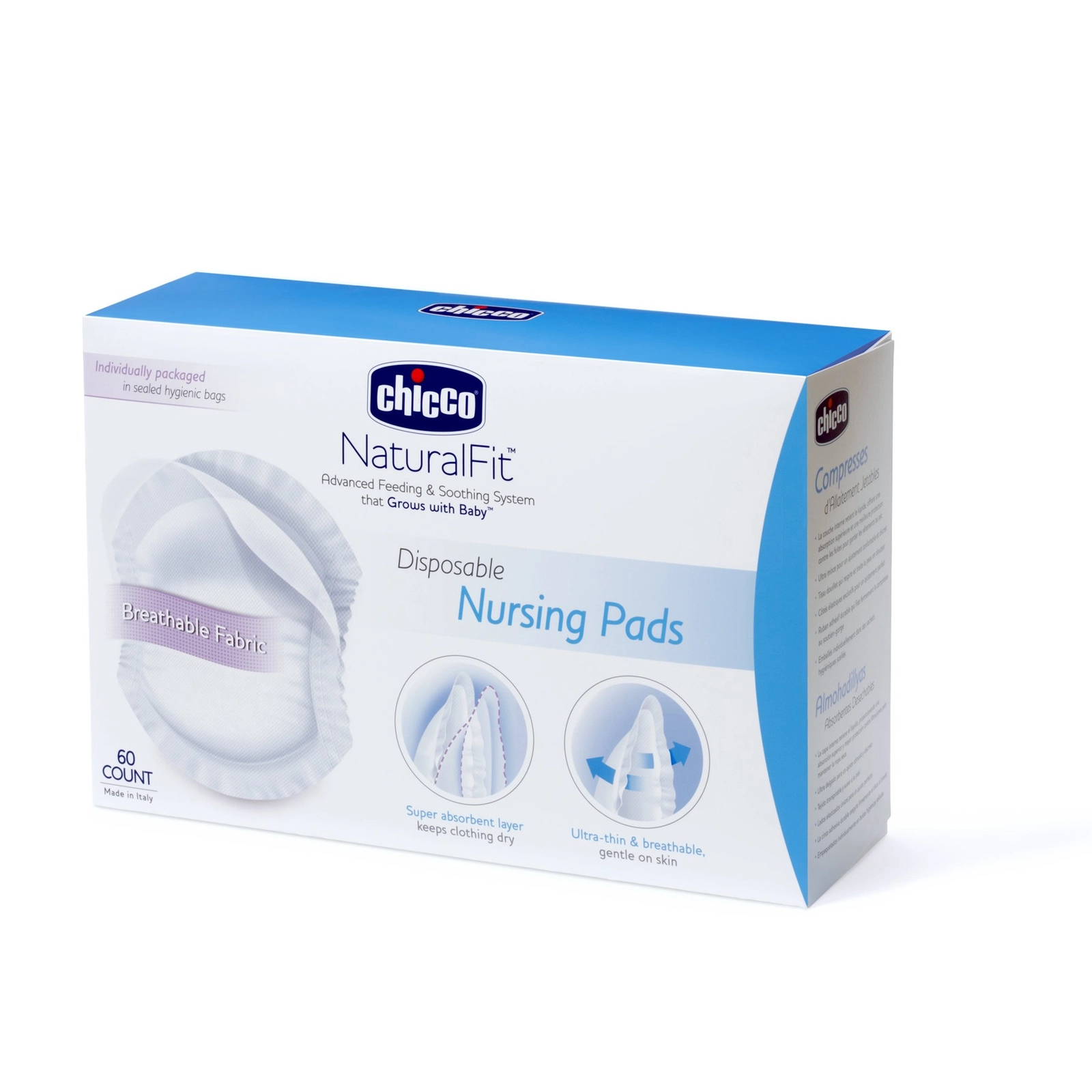 Büstqalter içi yastıqcıqlar Chicco Super Absorbent ultra incə və nəfəs alan, 60 əd