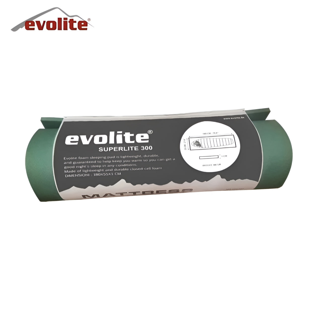Turist xalçası Evolite Superlite 300, yaşıl, 180x55x1 sm